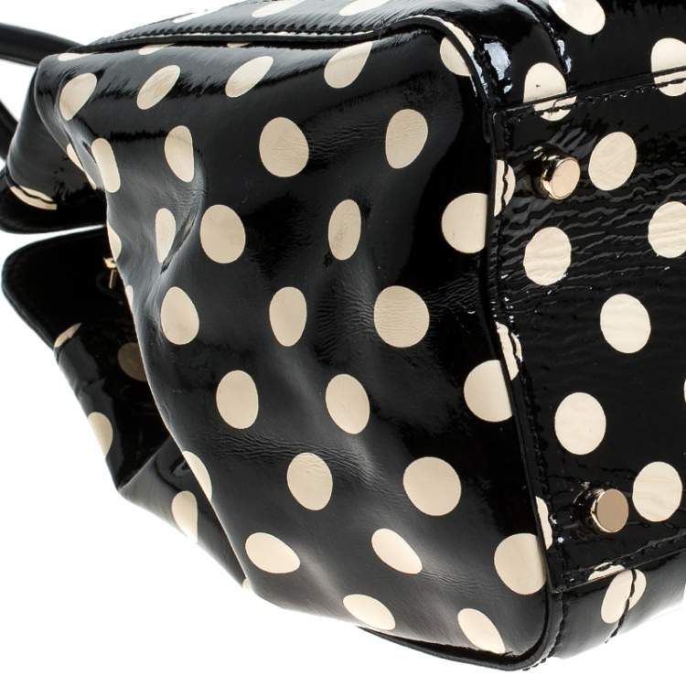 Pre Owned Kate Spade Black/White Patent Leather Polka Dot Satchel