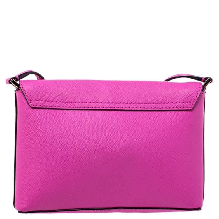 Pre Owned Kate Spade Hot Pink Leather Astor Court Flap Crossbody Bag