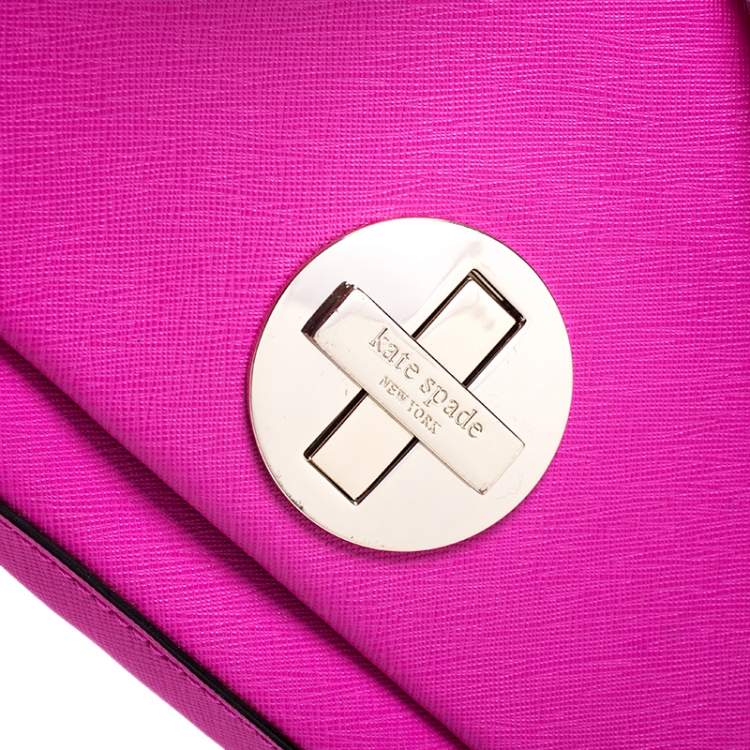 Pre Owned Kate Spade Hot Pink Leather Astor Court Flap Crossbody Bag
