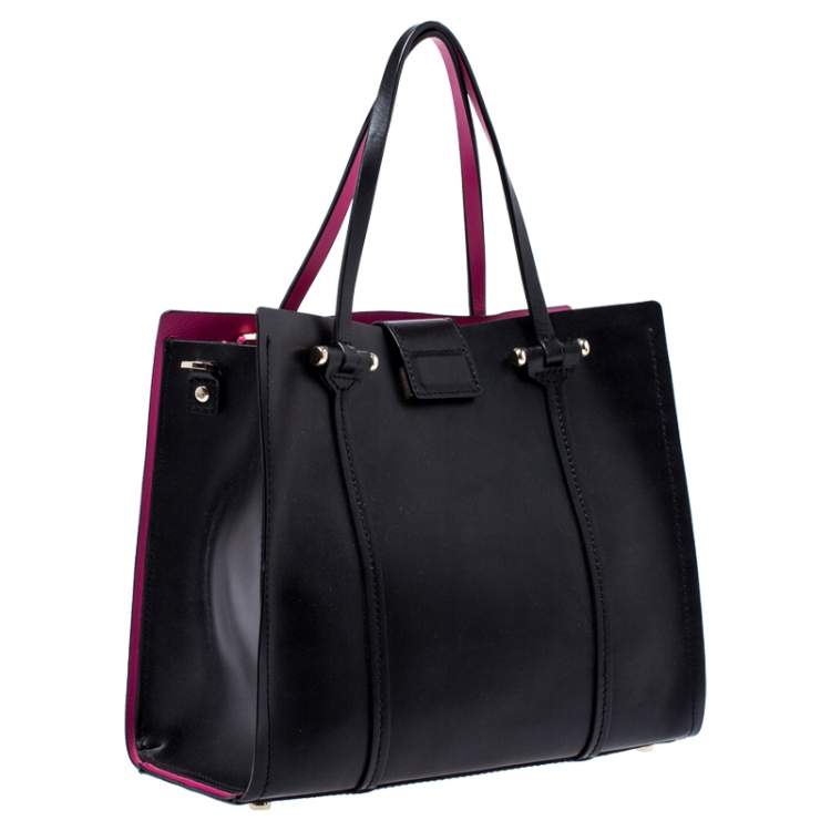 Pre Owned Kate Spade Black/Pink Leather Annelle Arbour Hill Tote