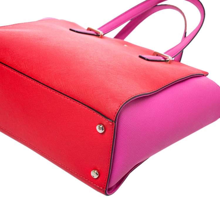 Pre Owned Kate Spade Red/Pink Leather Cedar Street Hayden Tote