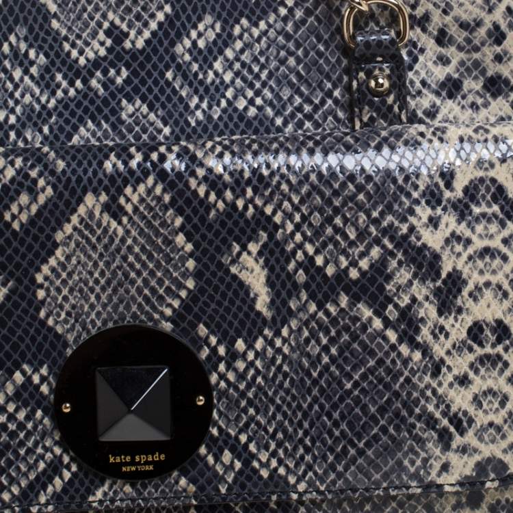 مملوكة مسبقًا Kate Spade Grey/Beige Snake Effect Leather South Kensington Denee Tote