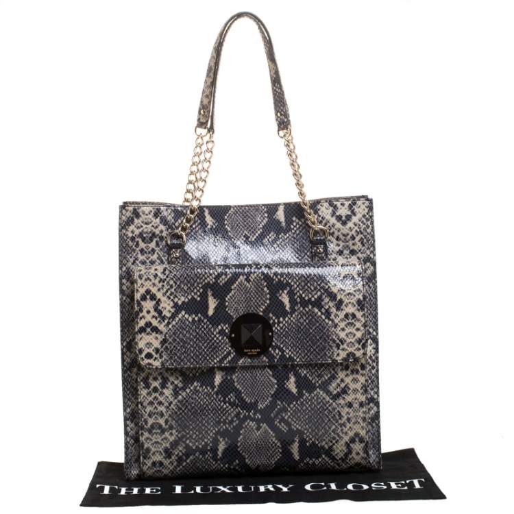 مملوكة مسبقًا Kate Spade Grey/Beige Snake Effect Leather South Kensington Denee Tote