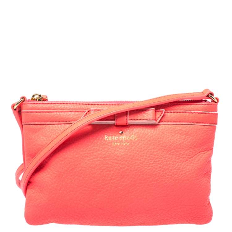 KATE SPADE New York TOTE👜 Chic Bag Big Purse👛Coral Pink Leather Tassel  Fob EUC | eBay