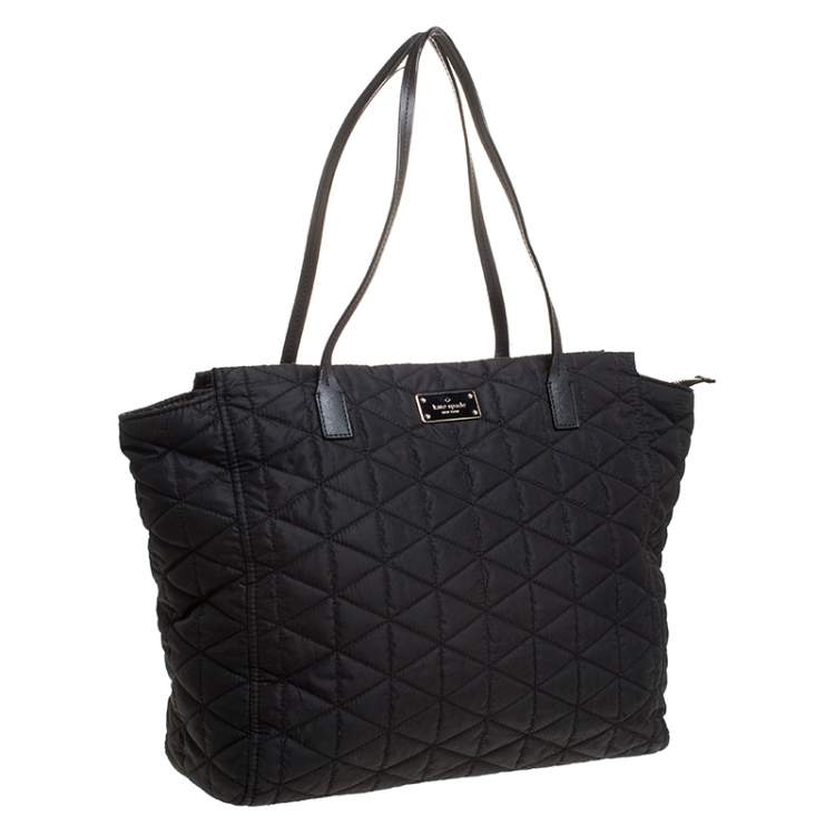 Pre Owned Kate Spade Black Quilted Nylon New Lightweight Tote 