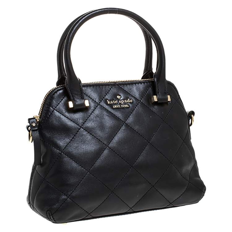 Pre Owned Kate Spade Black Leather Patterson Drive Dome Satchel 