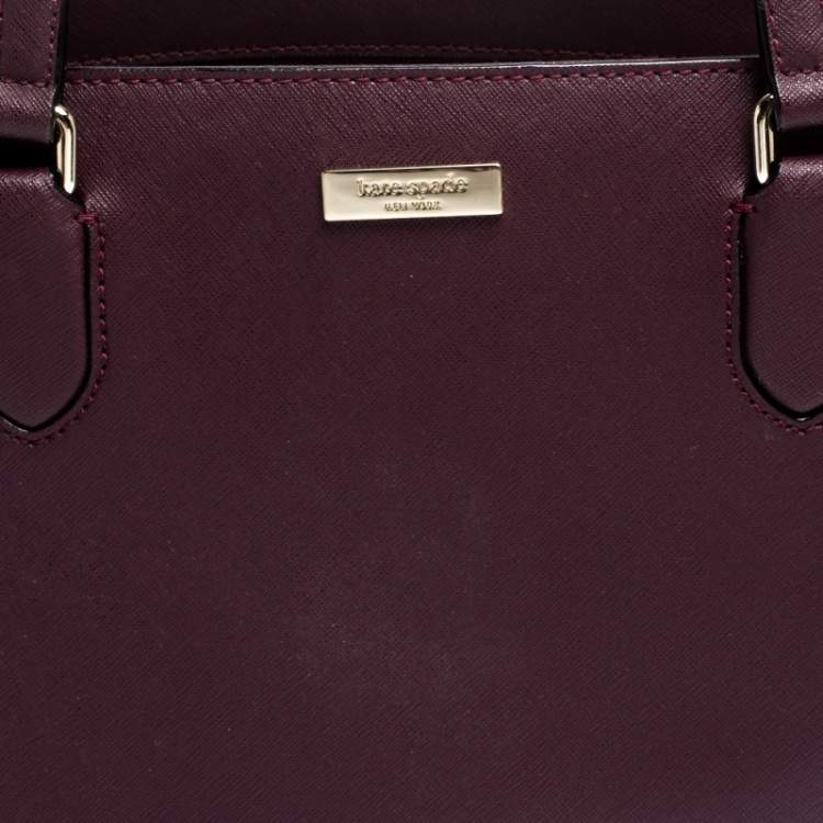 Pre Owned Kate Spade Burgundy Leather Top Zip Tote