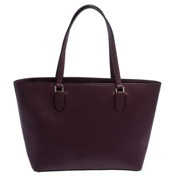 Pre Owned Kate Spade Burgundy Leather Top Zip Tote
