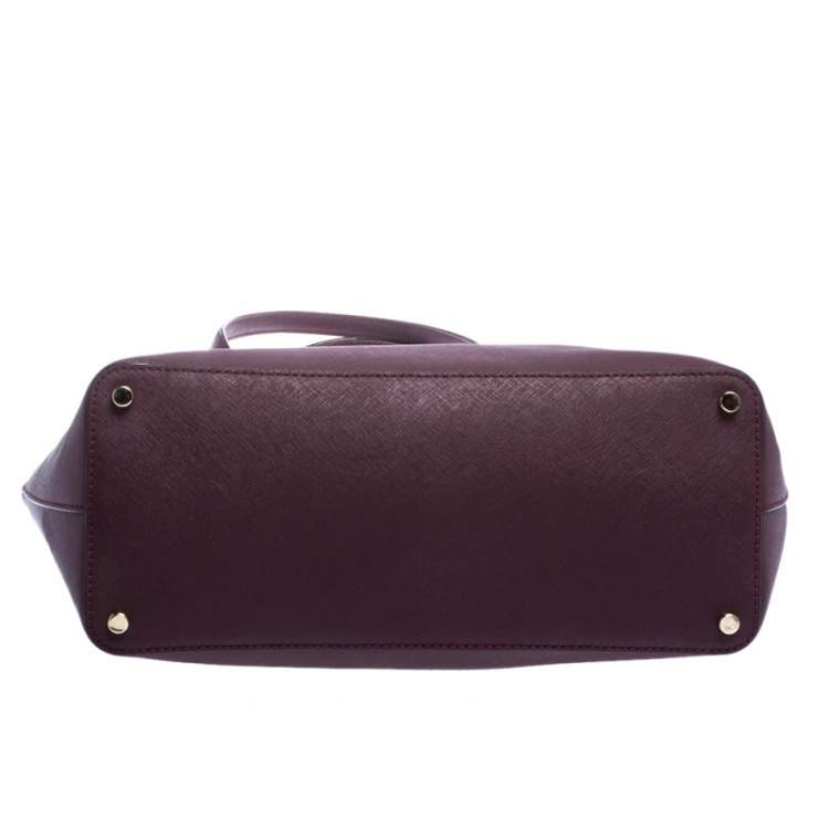 Pre Owned Kate Spade Burgundy Leather Top Zip Tote