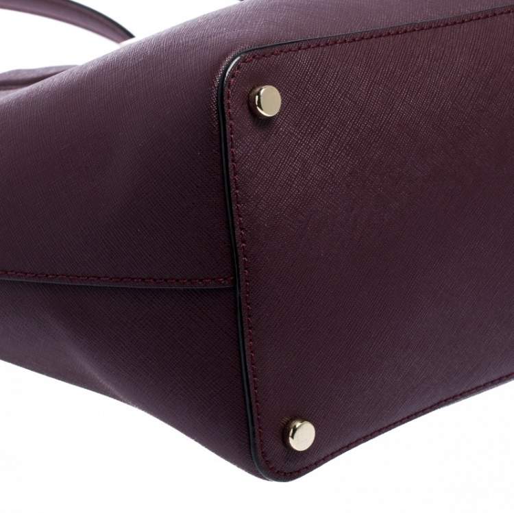 Pre Owned Kate Spade Burgundy Leather Top Zip Tote