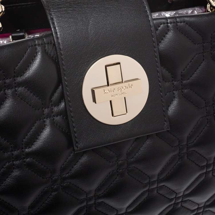 Pre Owned Kate Spade Black Quilted Leather Astor Court Elena Tote