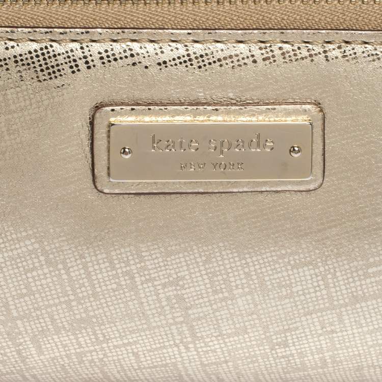 مملوكة مسبقًا Kate Spade Gold Leather Zip Around Long Clutch