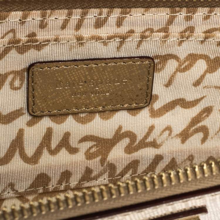 مملوكة مسبقًا Kate Spade Gold Leather Zip Around Long Clutch