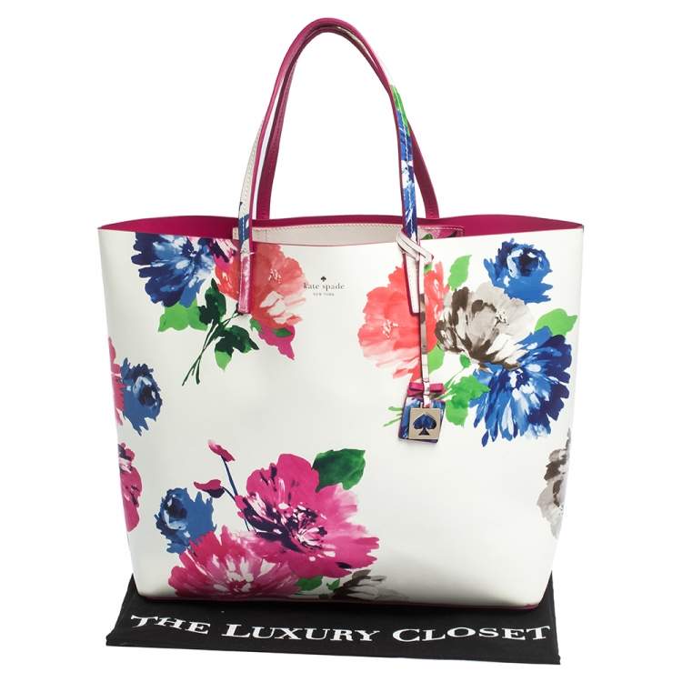 Pre Owned Kate Spade Multicolor Printed Leather Turn Over A New Leaf Len Tote
