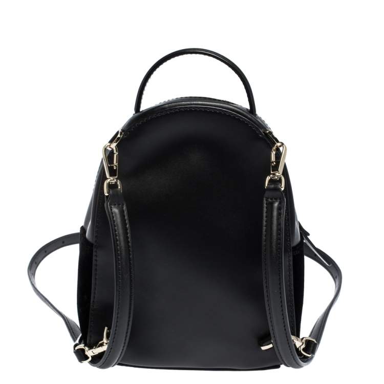 Pre Owned Kate Spade Black Velvet and Leather Mini Watson Lane Merry Backpack