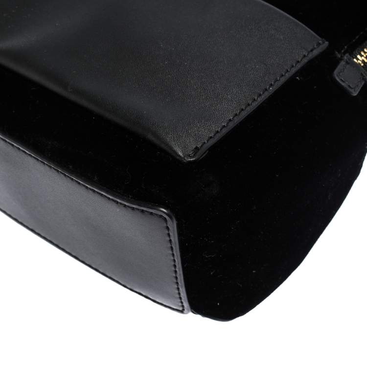 Pre Owned Kate Spade Black Velvet and Leather Mini Watson Lane Merry Backpack
