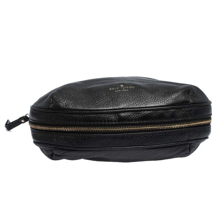 Pre Owned Kate Spade Black Leather Zip Hobo