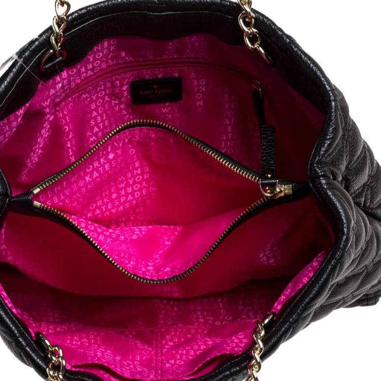 Pre Owned Kate Spade Black Quilted Leather Astor Court Elena Tote