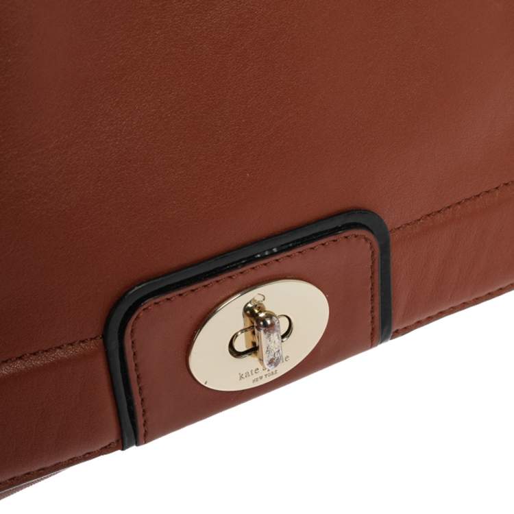 Pre Owned Kate Spade Brown Leather Flap Crossbody Bag
