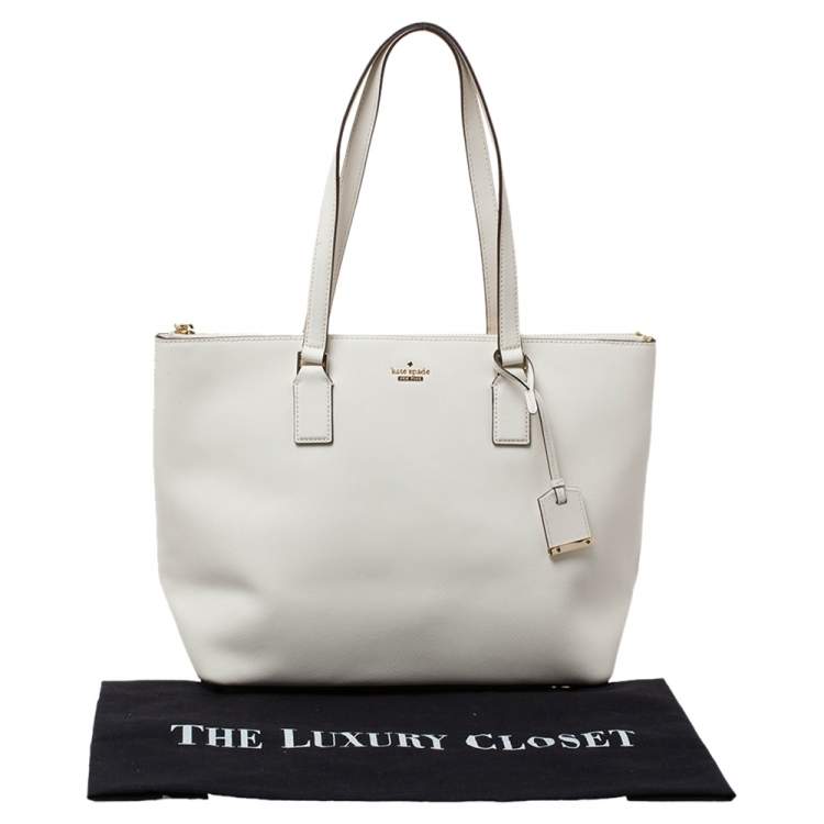 Pre Owned Kate Spade Off White Leather Shopper Tote