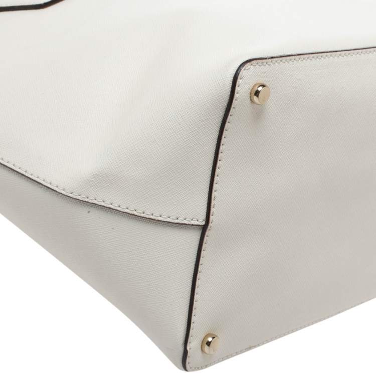 Pre Owned Kate Spade Off White Leather Shopper Tote