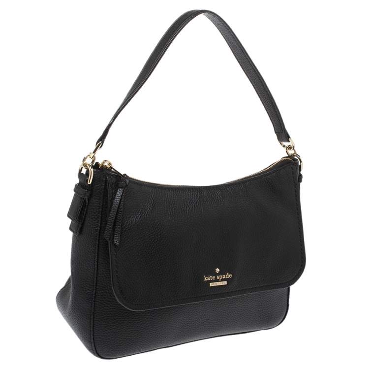 Pre Owned Kate Spade Black Leather Flap Shoulder Bag
