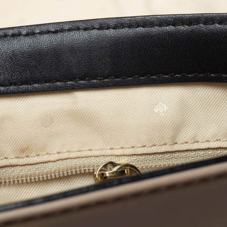Pre Owned Kate Spade Beige/Black Snakeskin Embossed Leather Pushlock Flap Top Handle Bag