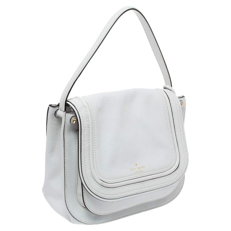 Pre Owned Kate Spade White Leather Tassel Flap Top Handle Bag