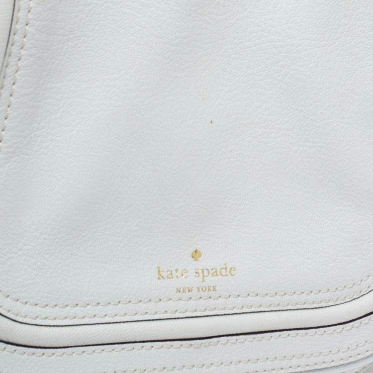 Pre Owned Kate Spade White Leather Tassel Flap Top Handle Bag