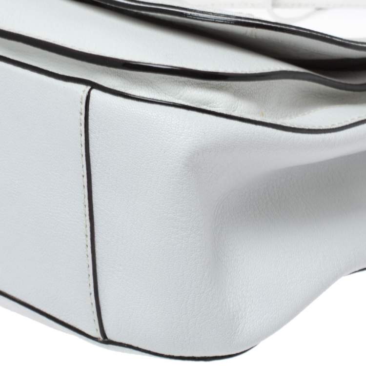 Pre Owned Kate Spade White Leather Tassel Flap Top Handle Bag