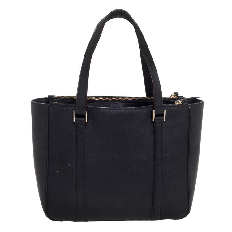 Pre Owned Kate Spade Black Leather Double Zip Tote