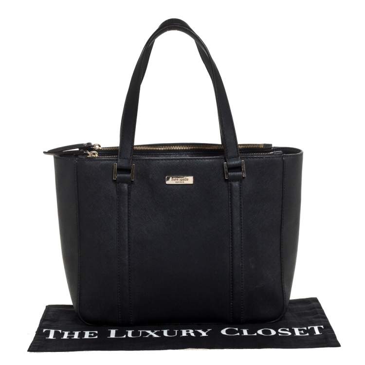 Pre Owned Kate Spade Black Leather Double Zip Tote