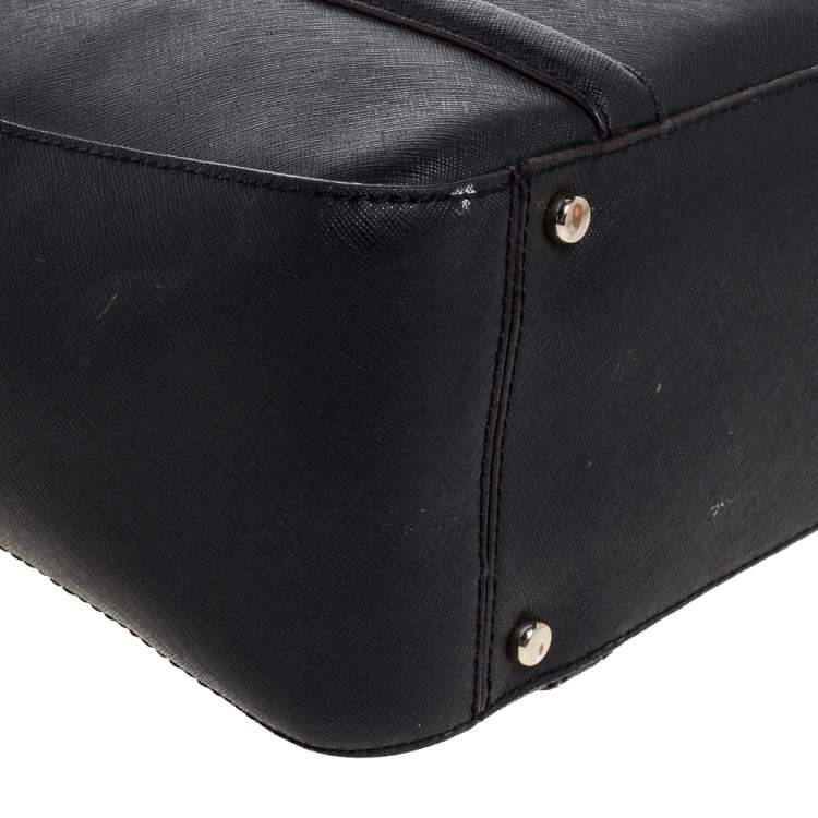 Pre Owned Kate Spade Black Leather Double Zip Tote