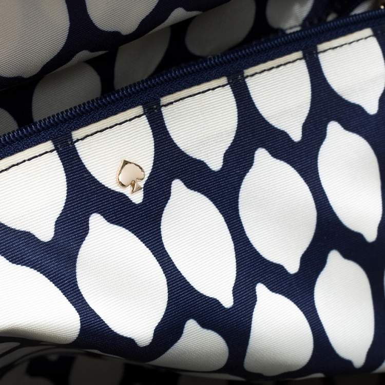 Pre Owned Kate Spade Beige/White Woven Raffia and Leather Vita Limoni Aria Tote