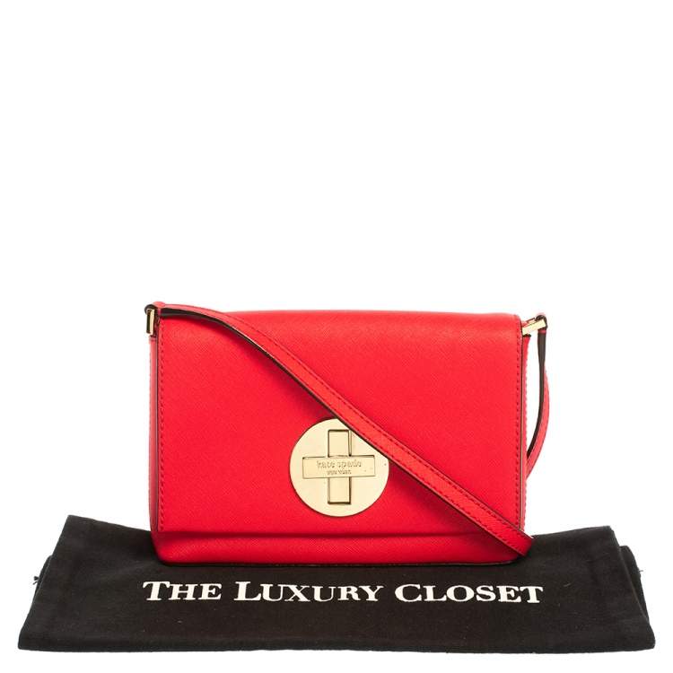 Pre Owned Kate Spade Magenta Leather Astor Court Flap Crossbody Bag
