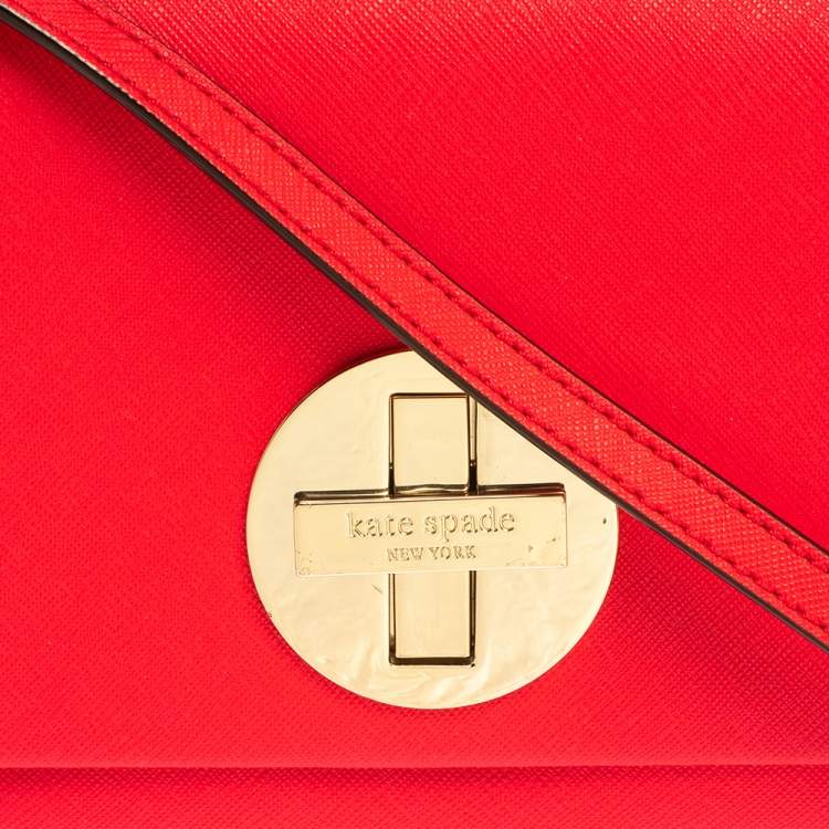 Pre Owned Kate Spade Magenta Leather Astor Court Flap Crossbody Bag