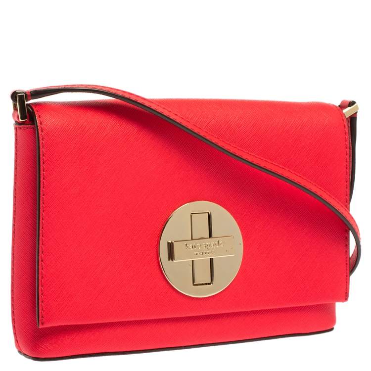 Pre Owned Kate Spade Magenta Leather Astor Court Flap Crossbody Bag