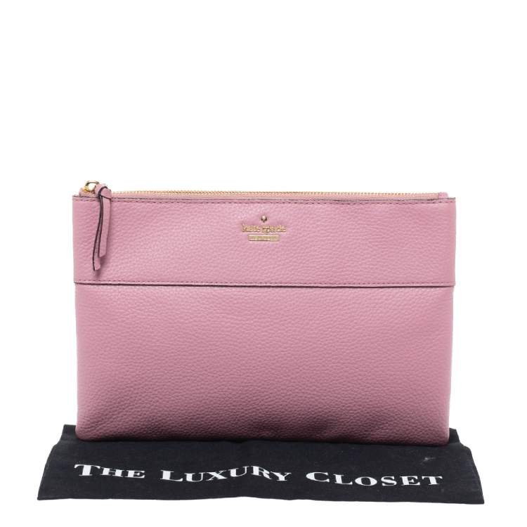 Pre Owned Kate Spade Lilac Grained Leather Mila Clutch
