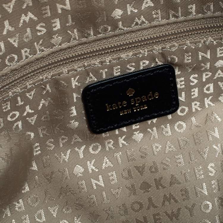 Pre Owned Kate Spade Black/White Printed Canvas and Leather Satchel