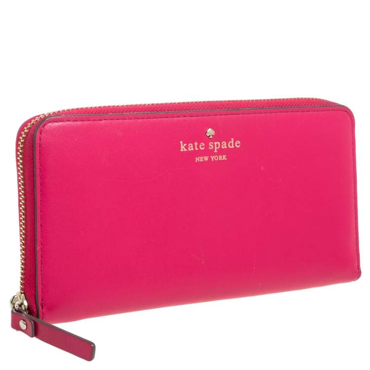 مملوكة مسبقًا Kate Spade Pink Leather Lacey Zip Around  Wallet