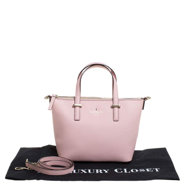 Pre Owned Kate Spade Blush Pink Leather Top Zip Tote