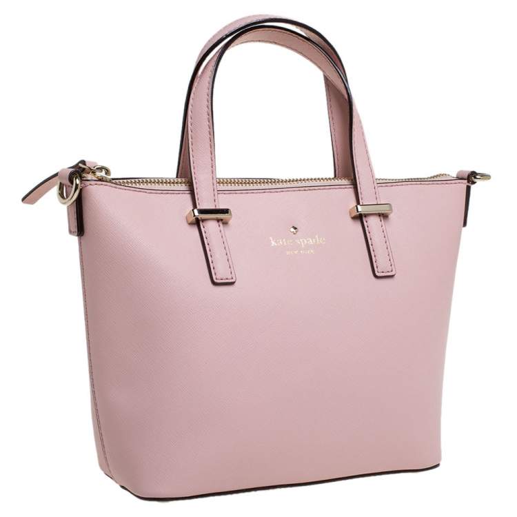 Pre Owned Kate Spade Blush Pink Leather Top Zip Tote
