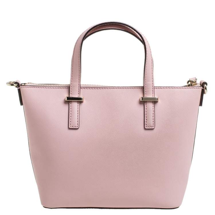 Pre Owned Kate Spade Blush Pink Leather Top Zip Tote