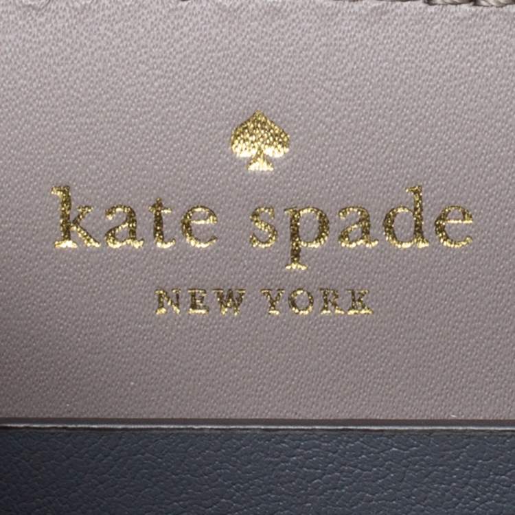 Pre Owned Kate Spade Pale Lilac Leather Logo Plague Flap Shoulder Bag