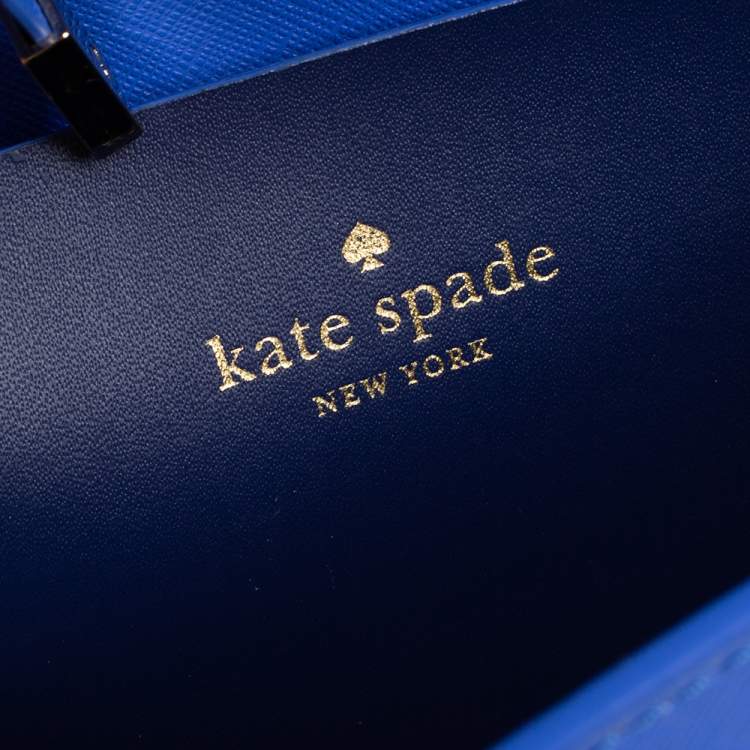 Pre Owned Kate Spade Blue Leather Bow Flap Shoulder Bag