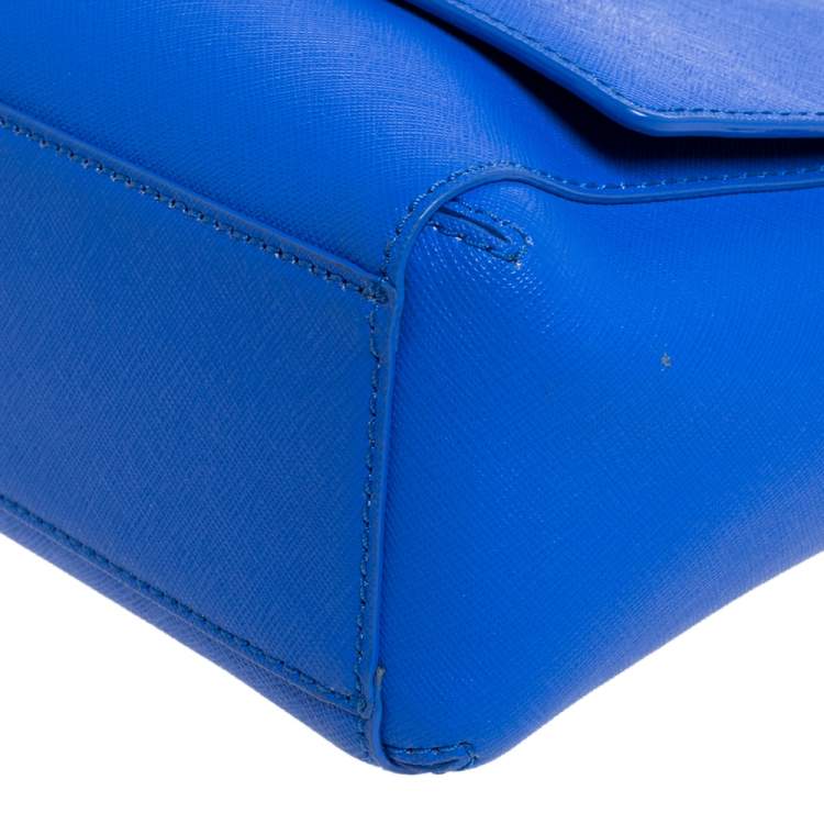 Pre Owned Kate Spade Blue Leather Bow Flap Shoulder Bag