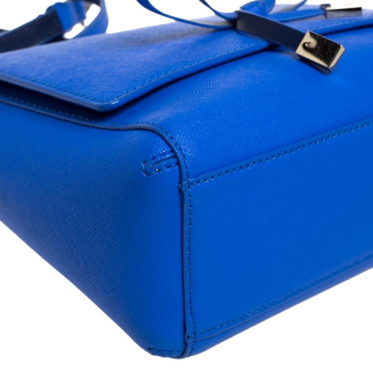 Pre Owned Kate Spade Blue Leather Bow Flap Shoulder Bag