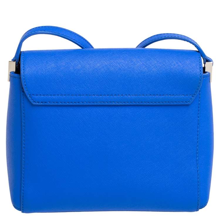Pre Owned Kate Spade Blue Leather Bow Flap Shoulder Bag