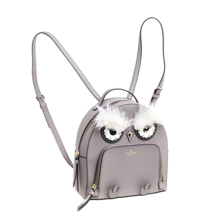 Pre Owned Kate Spade Taupe Leather Owl Backpack