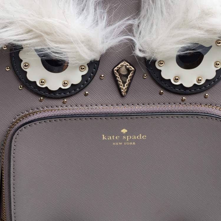Pre Owned Kate Spade Taupe Leather Owl Backpack